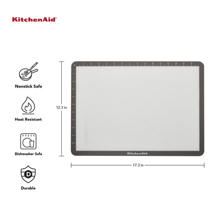 KitchenAid Silicone Large Baking Mat, 12x17-Inch, Gray