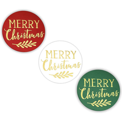 500 Pieces Merry Christmas Gold Foil Envelope Stickers, Festive Seals for Envelopes, Gift Tag, Xmas Card Labels Roll for Personalized Greeting Cards and Notes (2 Inch)