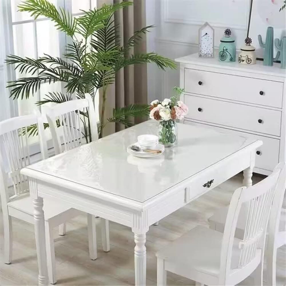 Royhom Clear Table Cover Protector 20 x 72 Inch, 2mm Thick Clear Plastic Table Cover Protector, PVC Desk Mat, Easy to Clean, Waterproof Tablecloth for Kitchen, Dinning Room
