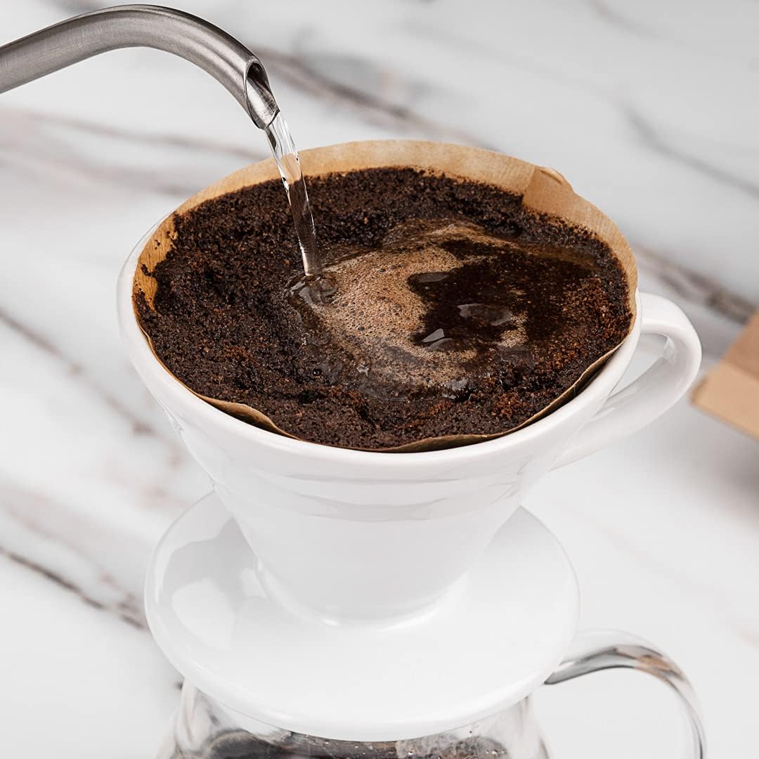 Restaurantware Restpresso 17 Ounce Coffee Dripper | 1 Reusable Coffee Cone with Drip Hole, White Ceramic Pour Over