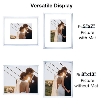 Gradient 8x10 Acrylic Picture Frame - Fits 5x7 with Mat or 8x10 without Mat, with Tabletop Stand & Wall Mount for Home Office Decor, Black Grey, 1Pack