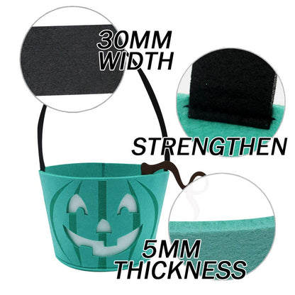 Six Senses Media Light Up Teal Pumpkin Halloween Felt Trick or Treat Bucket, with Blue LED lights, Halloween Party Favors, Halloween Snacks, Goodie Bags for Kids, Novlety Gifts