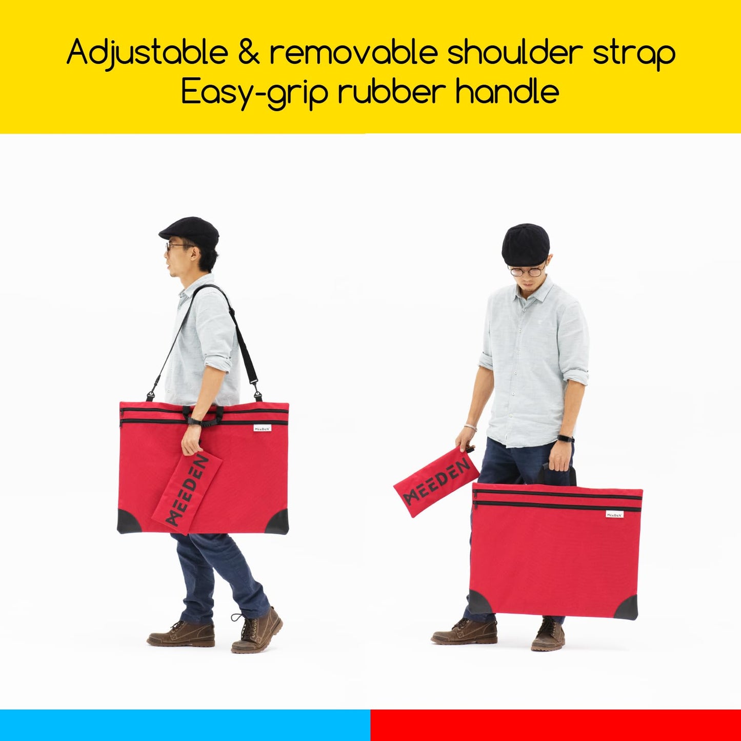 MEEDEN Soft Art Portfolio Bag: 20 X 26 Inch Light Weight Portfolio Canvas Case with Detachable Shoulder Strap -Waterproof 600D Oxford Carrying Storage Case for Canvas, Artwork, Sketching - Red