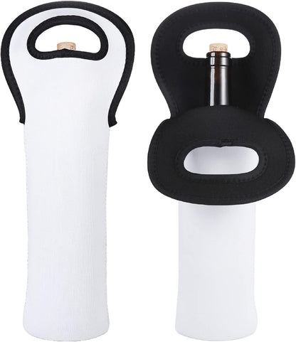 Sublimation Blanks Wine Carrier Tote Bag - 2 Pack 750ML Portable Neoprene Insulated Wine Bags