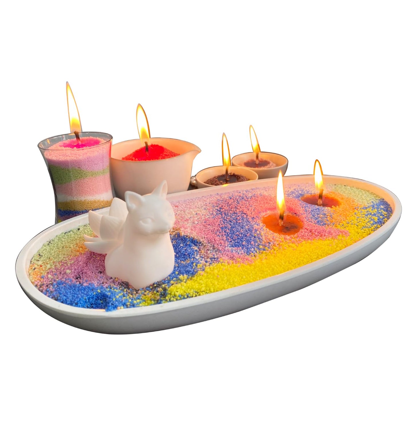 VITARIE Refillable Pearled Candle Sand 18oz, Unscented, 30 Cotton Wicks, 1.1lb Long Burning, Candle Making Kit, Sky Blue