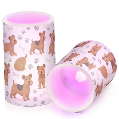 Pigsaly Flameless Candles Battery Operated Funny Animals Cartoon Airedale Terrier Dogs Flickering Led Pillar Candles with Remote Control Colour Changing Warm Light Candles for Halloween Christmas We
