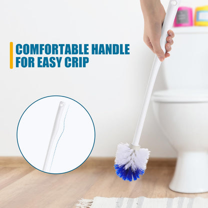 Willinglong 15 Pcs 18.5 Inch Toilet Bowl Cleaner Brush Bathroom Long Plastic Handled Cleaning Scrubber with Hook Hole Without Holder for Household Cleaning (Blue,White)
