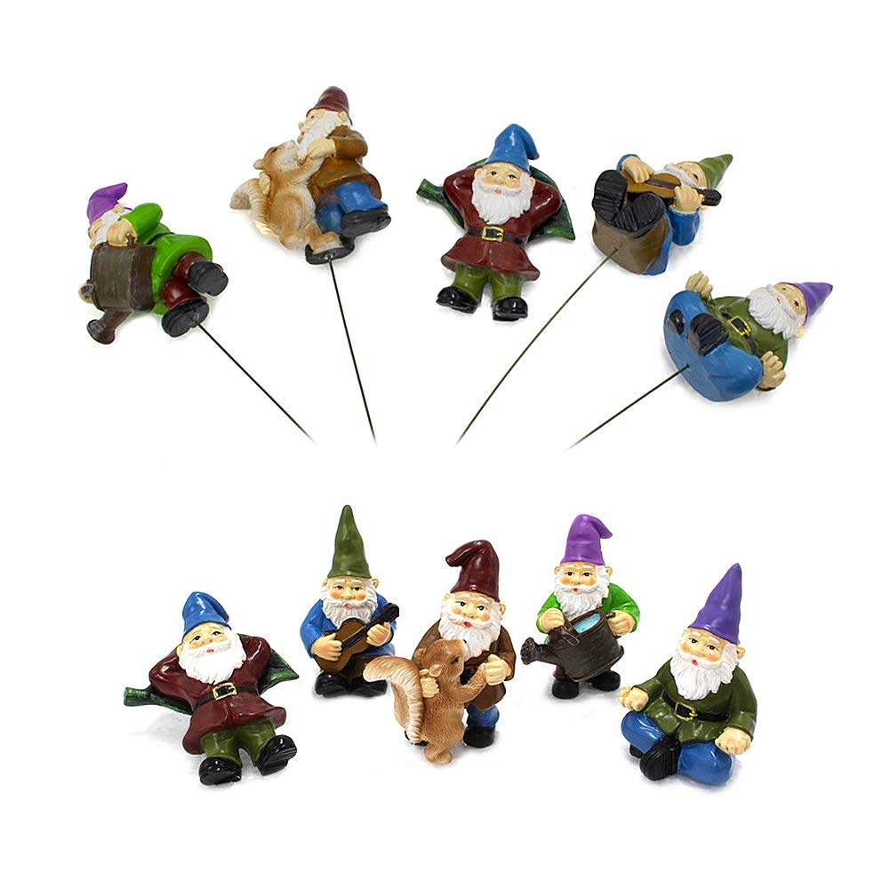 FANWNKI Garden Miniature Gnomes Set of 5PCS,Happy Life Gift for Outdoor Fairy Garden Yard Lawn Décor