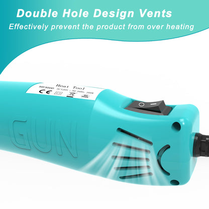 Heat Gun, Mini Heat Gun for Shrink Tubing, for DIY Crafts, 300W Heat Air Gun with Reflector Nozzle, Shrink Wrap Gun Tool for Packaging PVC, Drying Paint, Clay - green