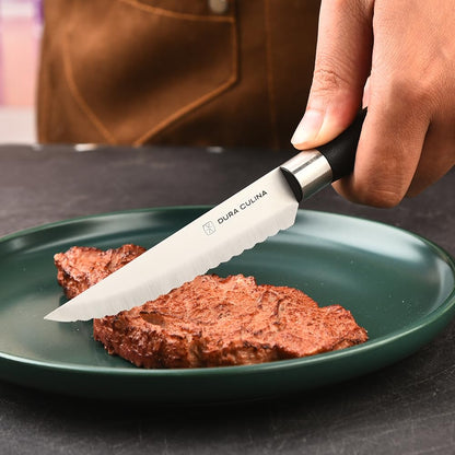 DURA LIVING Steak Knives Set of 4, Kitchen Knife Sets with Steel Blades for Precise Cutting, Lightweight Steak Knife Set Stainless Steel & Durable, Serrated Steak Knives