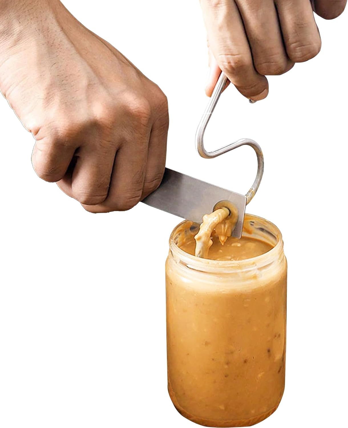 12-30 oz Bigwaves Peanut Butter Stirrer Tool, Fits Jars, Stainless Steel Natural, Mixer for Various Organic Peanut
