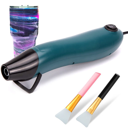 SmileTools Mini Heat Gun, Electrical Phone Repair Heat Tool for DIY Craft Embossing, Paint Drying, Candle Making, Epoxy Resin, Shrink Wrap Hot Air Gun with Silicone Brush (x2)