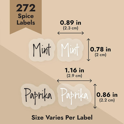 Talented Kitchen 272 Spice Labels Stickers, Clear Preprinted for Kitchen Spice Rack Organization