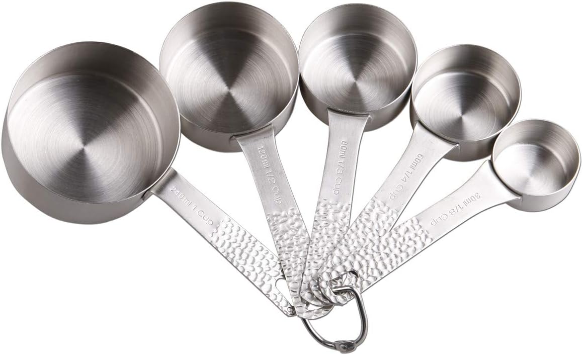 Stainless Steel Measuring Cups and Spoons Set, 5 Cups and 6 Spoons