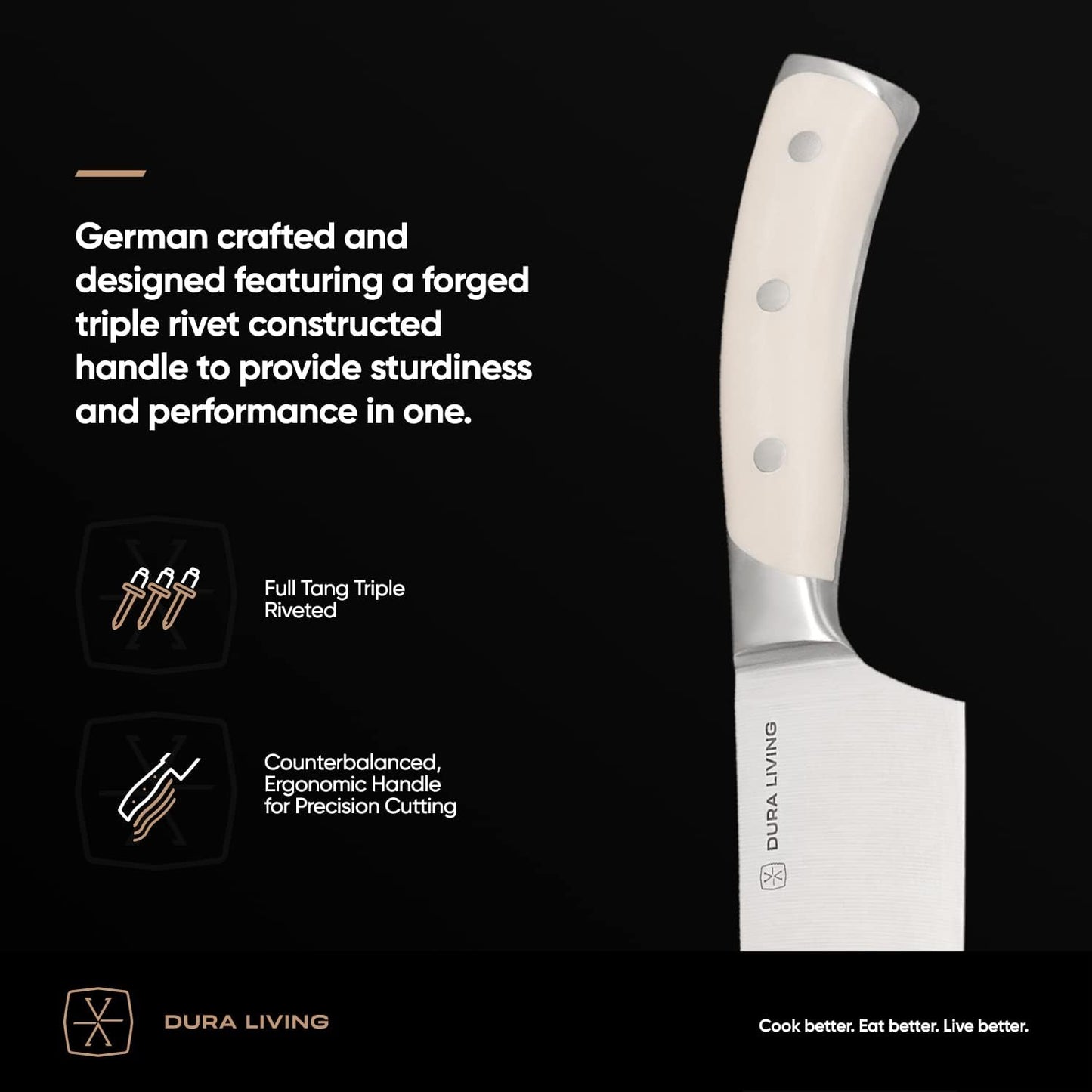 2-Piece Professional Kitchen Knife Set, Ultra Sharp High Carbon German Stainless Steel, Cream