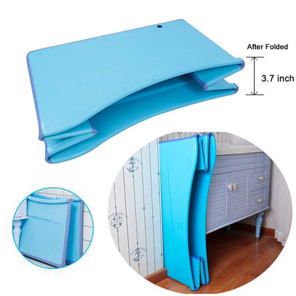W WEYLAN TEC Large Foldable Bath Tub Bathtub for Toddler Children Twins Petite Adult Blue
