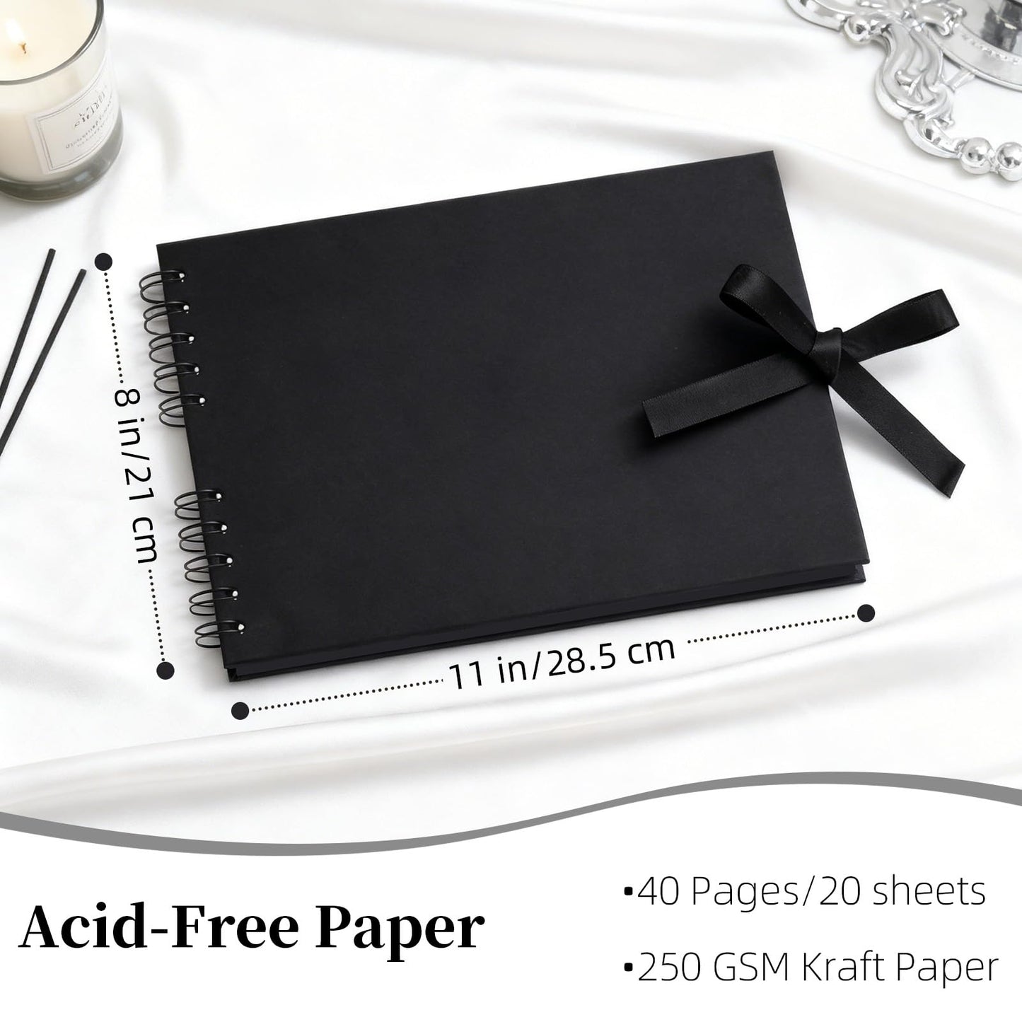 Vienrose Scrapbook Album 80 Pages, DIY Photo Album with Accessories, Black Kraft Paper Memory Book for Wedding, Birthday, Travel, Valentine, Mother’s Day, 11x8 Inches