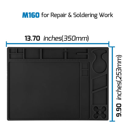 WEP M160 Silicone Soldering Mat 13.7x9.9 inches Heat-resistant with 5 Function Zones, Soldering Mat for, electronics repair, DIY Projects