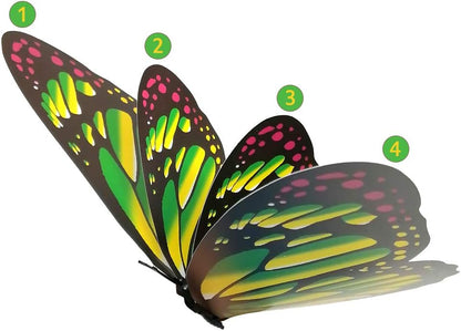 Skiennix 12PCS Giant Butterfly Wall Stickers - 3D Removable Decor for Kids' Rooms & Parties