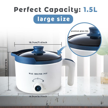 KQU Wax Melting Pot with Thermometer, Electric Wax Melter for Candle Making with Spout, Small Double Boiler Pot Set for Beginner Adults