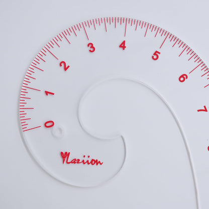YLaziion 12inch 3mm Acrylic French Curve Ruler for Pattern Making- Clear Comma Shape Pattern Drafting Tool with Enlarged Scales | Non-Yellowing, Vary Form Curve for Sewing & Fashion Design & Quilting