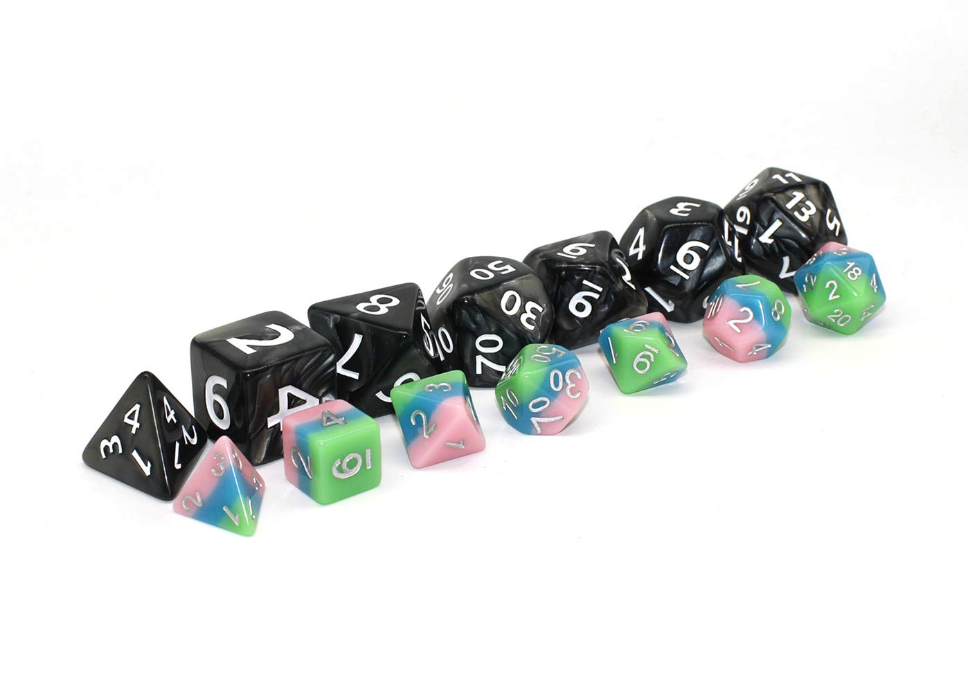Dungeons and Dragons D&D Giant Black 25mm Polyhedral Dice Set - RPG Dice Bag, Pathfinder, MTG