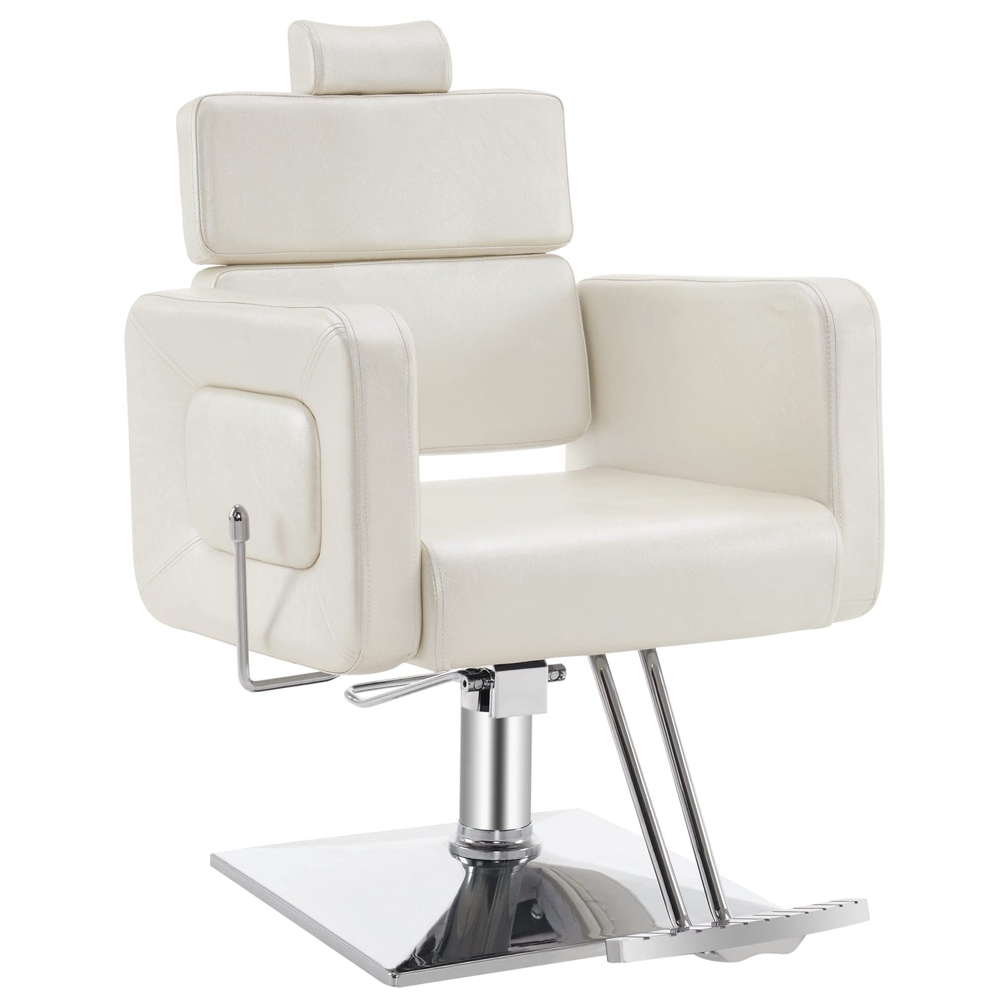 BarberPub Classic Hydraulic Barber Chair, Adjustable Reclining Salon Styling Beauty Spa Chairs, PVC Leather, Barberhop, Hair Salon 2065 (Champagne)