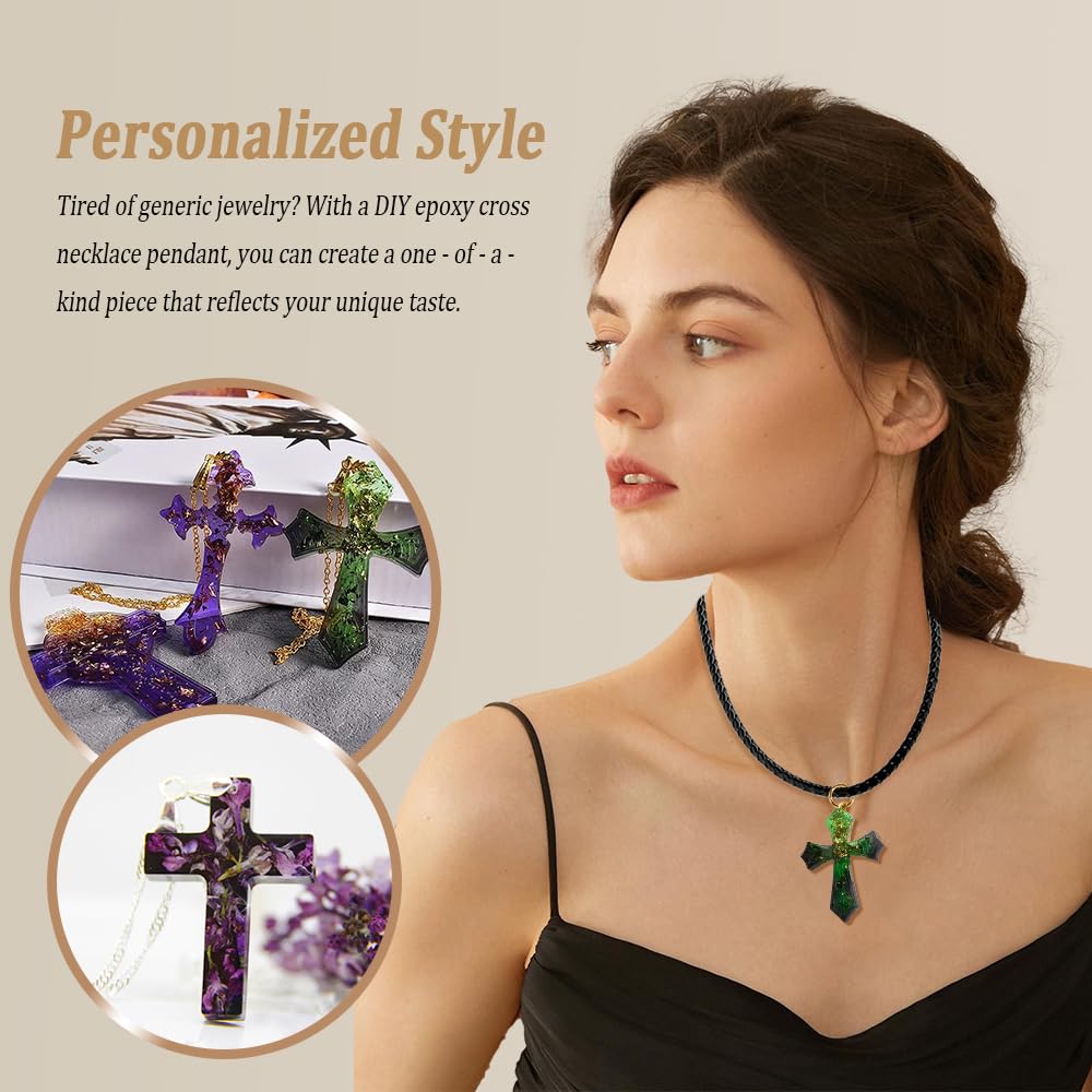 SWUAVD Cross Resin Molds, 9×7inch Epoxy Resin Cross Molds Silicone Molds for Keychain DIY Craft Necklace Jewelry Pendant Making Halloween Gifts