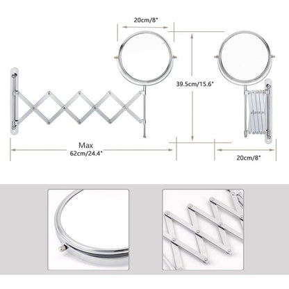 Welllink 8Inch XL Wall Mounted Bathroom Mirror, 1X/7X Magnification, High-Definition Glass, Chrome Finish, Space Saving Design