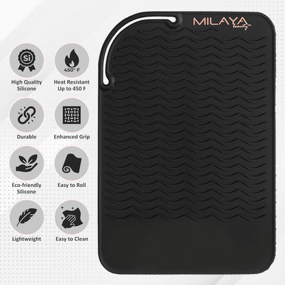 Heat Resistant Mat - Curling Iron Holder - Straightener pad - Flat Iron Holder - Silicone Mat for Hair Tools - Hot Tool Mat - Salon Tools - Hot Iron Holster - Vanity Mat - Vanity Accessories for Women
