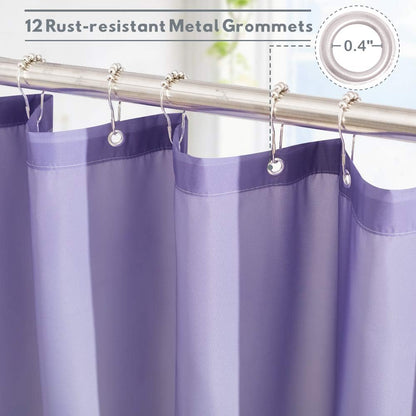 KGORGE Bath Shower Curtain, Waterproof Farmhouse Shower Curtains, 72 Wide x 72 Long, Purple and Grey