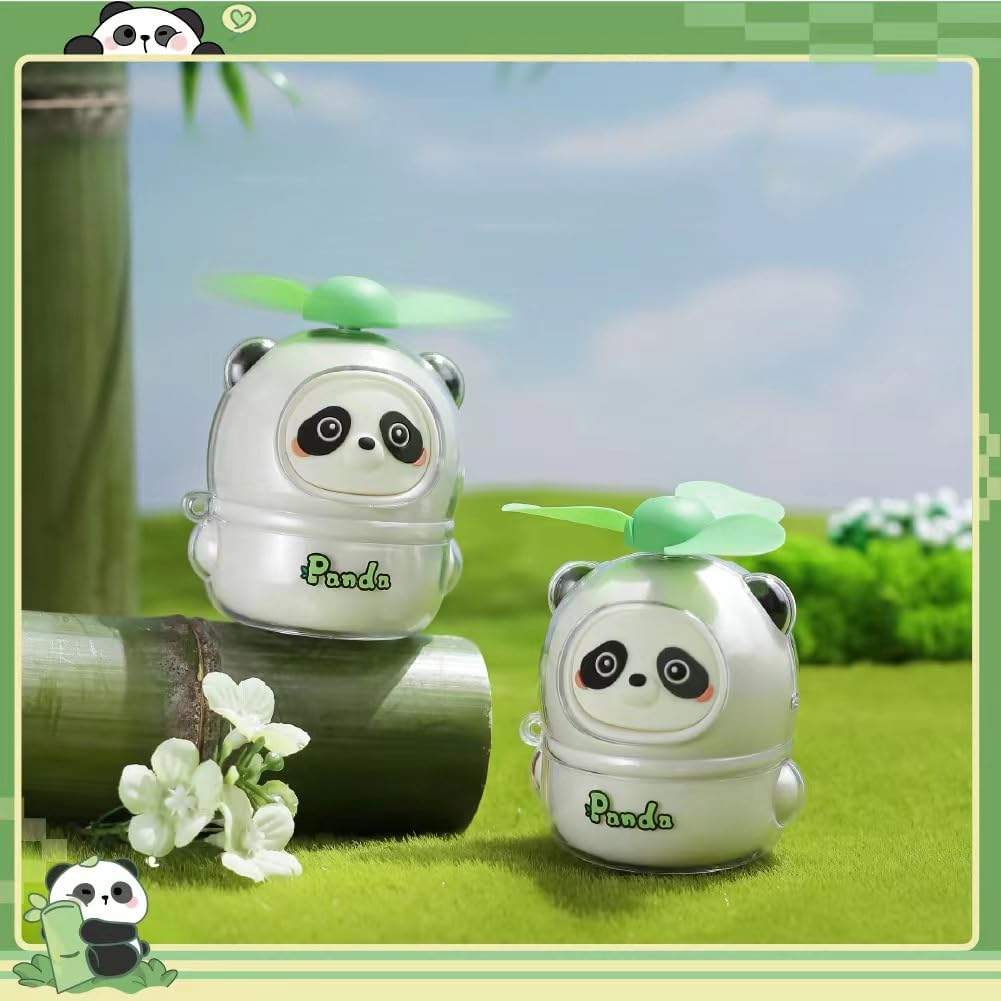 Rechargeable Mini Panda Fan, Cute Animal Tabletop Decoration, Small Desk Fan for Bedside Bookshelf Car Mounted