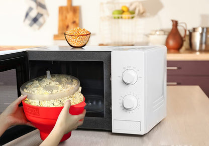 The Original Korcci Microwaveable Silicone Popcorn Popper, Microwave Popcorn Popper, Collapsible Microwave Popcorn Maker Bowl, No Oil Required, Use In Microwave, Dishwasher Safe (Blue)