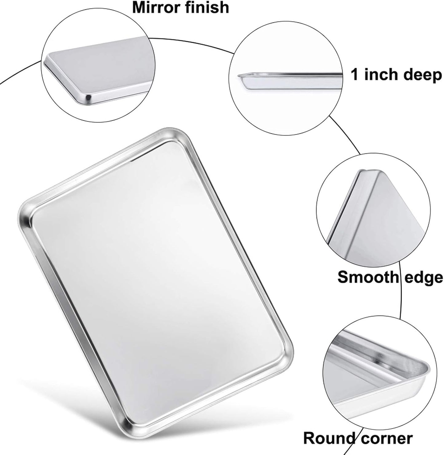 TeamFar Baking Sheet Set - Stainless Steel Cookie Pans with Racks | Non-Toxic, Easy Clean, Dishwasher Safe - 4 Pack