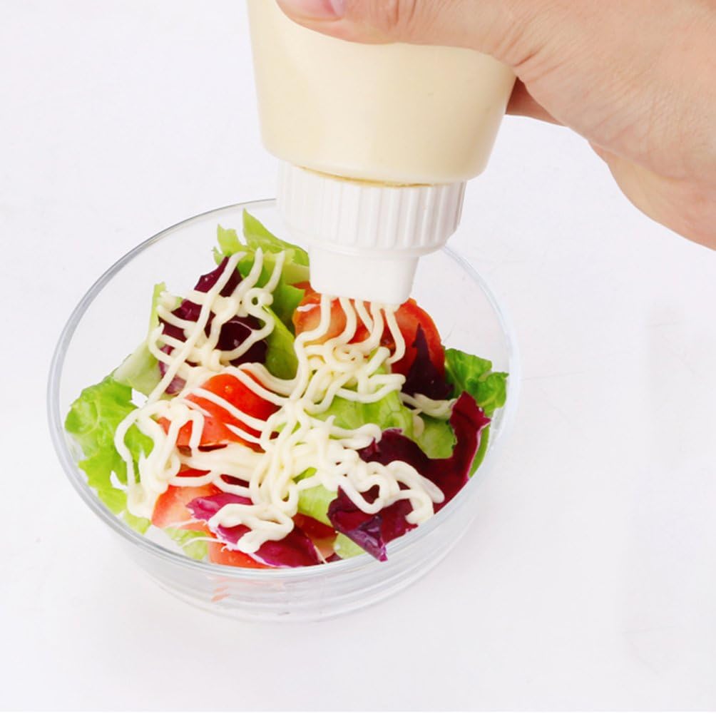 MXY 380ml Japanese Squeeze Bottle with Dust Lid, Creative 5 Hole Design for Salad, Vinegar, Ketchup, Honey, Oil (Red)