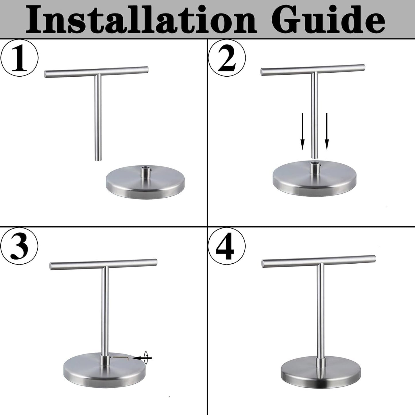 GERZWY Modern Hand Towel Holder Tree Rack Free Standing SUS 304 Stainless Steel Towel Ring, Matte Black DZY06-BK