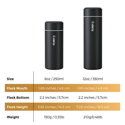 【Upgraded】Exllena Small Insulated Water Bottle 12 oz/350ml– Mini Insulated Water Bottle for Hot & Cold Drinks, Perfect Small Water Bottle for Travel, Purse...(Black)