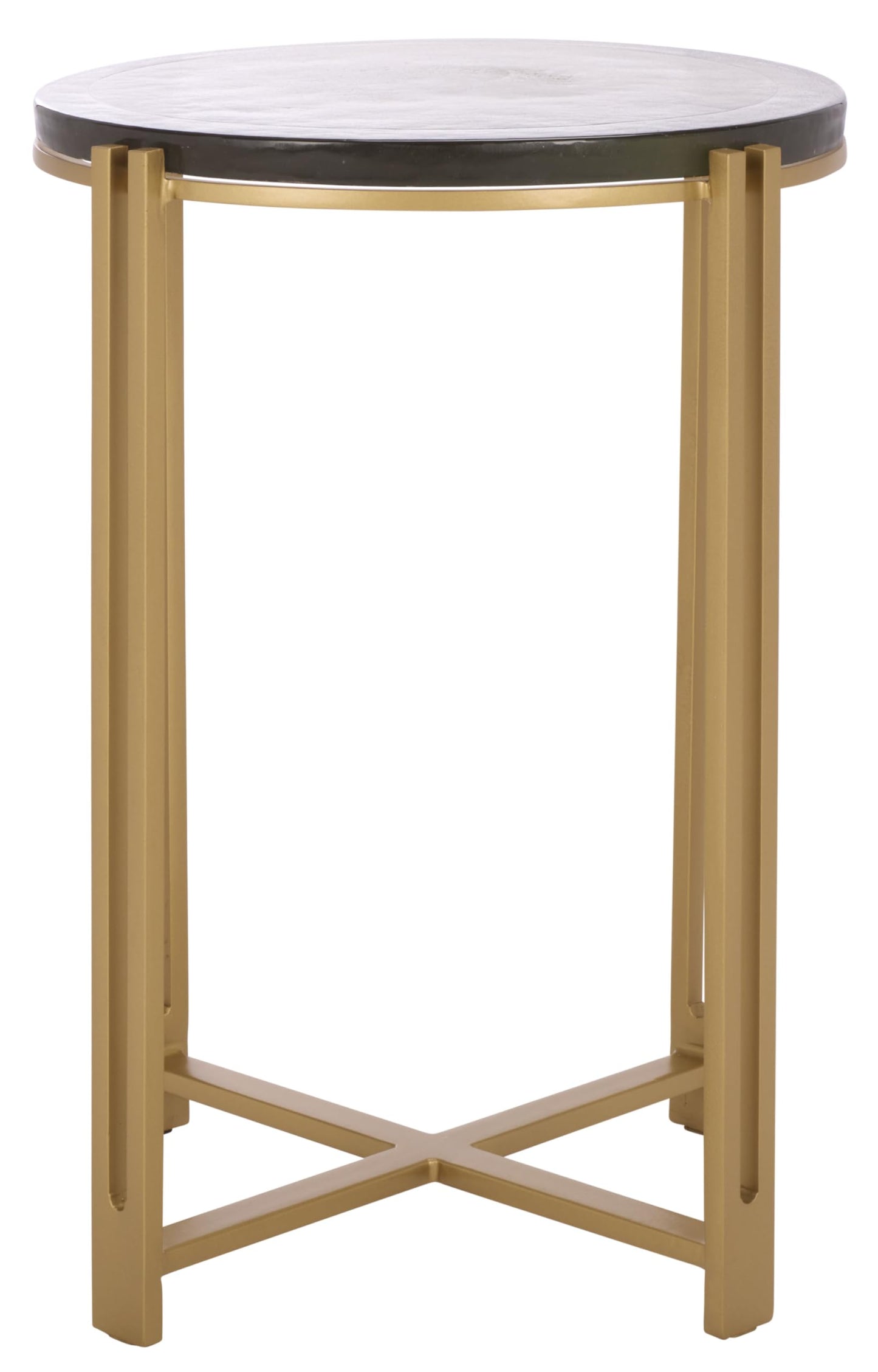 SAFAVIEH Couture Collection - Levitt Cast Glass Top Accent Table, Sculptural Modern Side Table, Brass Finish Base, Fully Assembled (SFV7916A)