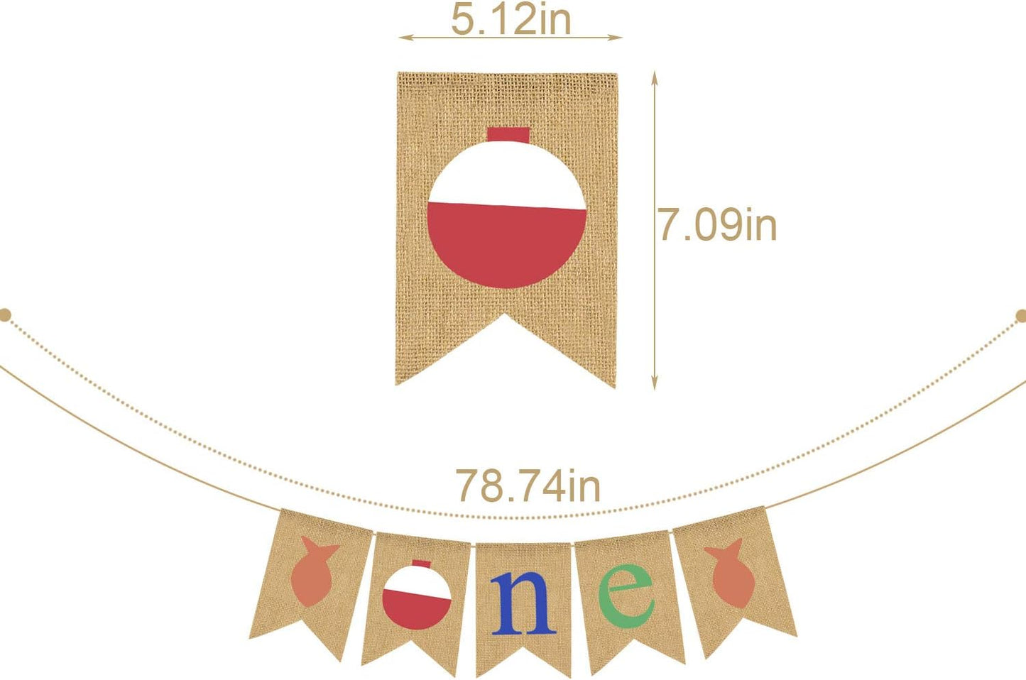 Rainlemon 1st Fishing Theme ONE Highchair Banner Boy Girl Birthday Party Jute Burlap High Chair Garland Decoration