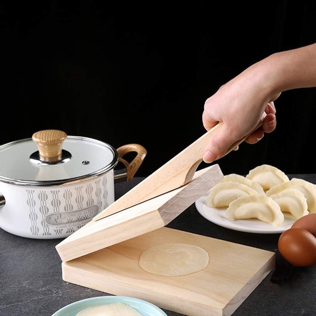 Hemoton Wood Tortilla Press, Dough Dumpling Skin Maker for Chapati, Roti, Taco, Kitchen Gadget Accessories, Beige