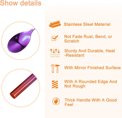 uxcell Long Handle Stainless Steel Mixing Spoon, Purple Bartender Cocktail Stirring Spoon, 300mm/11.81" Bar Spoon