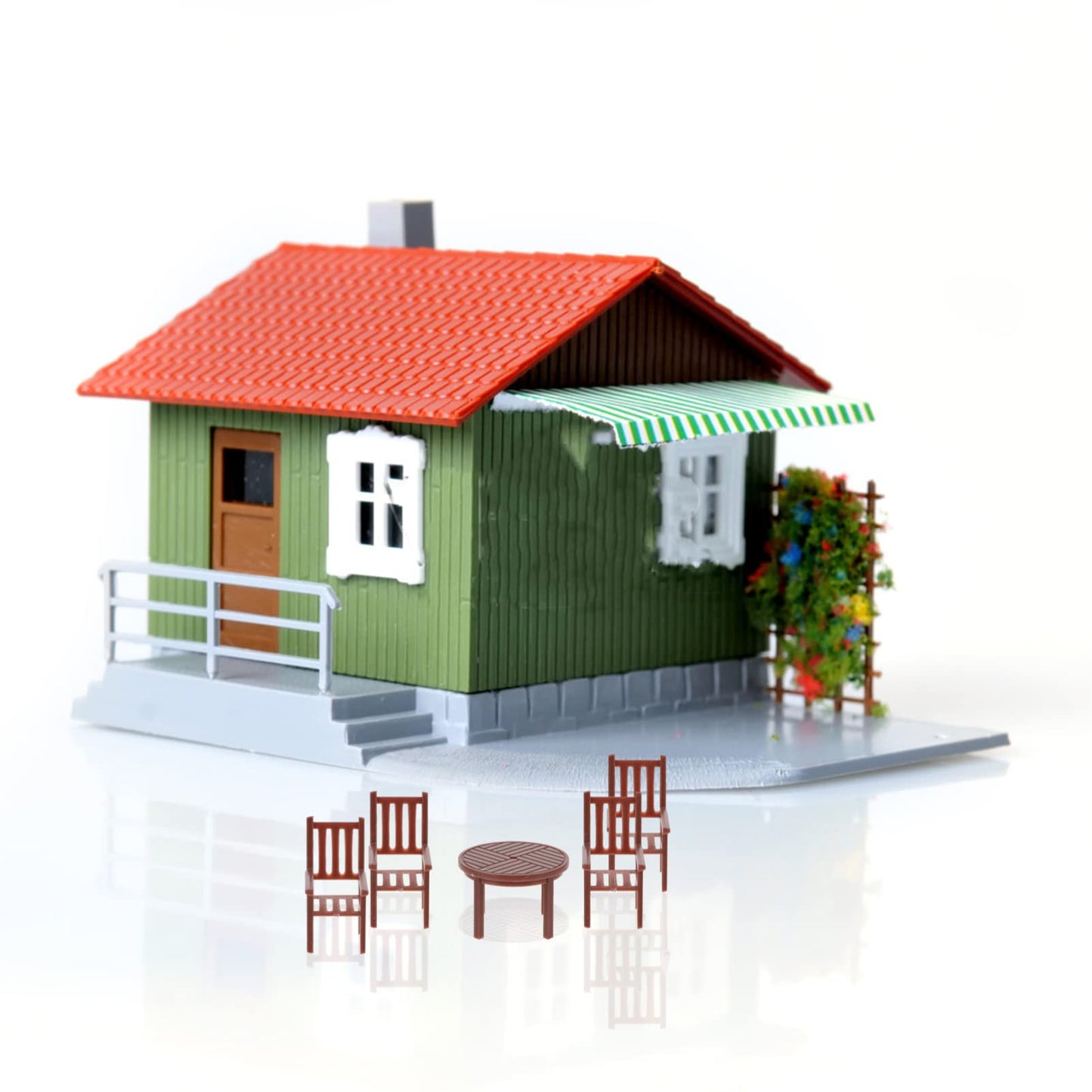 Dollhouse Miniature Table and Chair Models, 4 Sets 1:12 Scale Mini Plastic Furniture Set for Fairy Garden Decoration Small Pretend Play Toy Accessories
