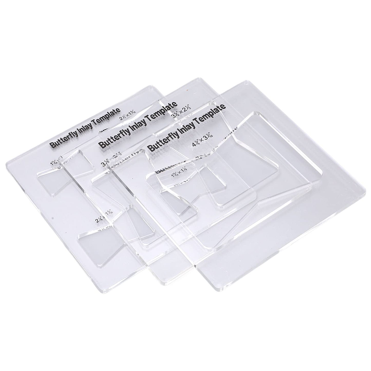 3Pcs Different Butterfly Inlay Template Kit,Dimension Reference Figure 2, Acrylic Bowtie Router Jig Templates for Woodworking, Furniture Repair & Reinforcement with Transparent Scale Markers