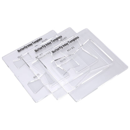 3Pcs Different Butterfly Inlay Template Kit,Dimension Reference Figure 2, Acrylic Bowtie Router Jig Templates for Woodworking, Furniture Repair & Reinforcement with Transparent Scale Markers