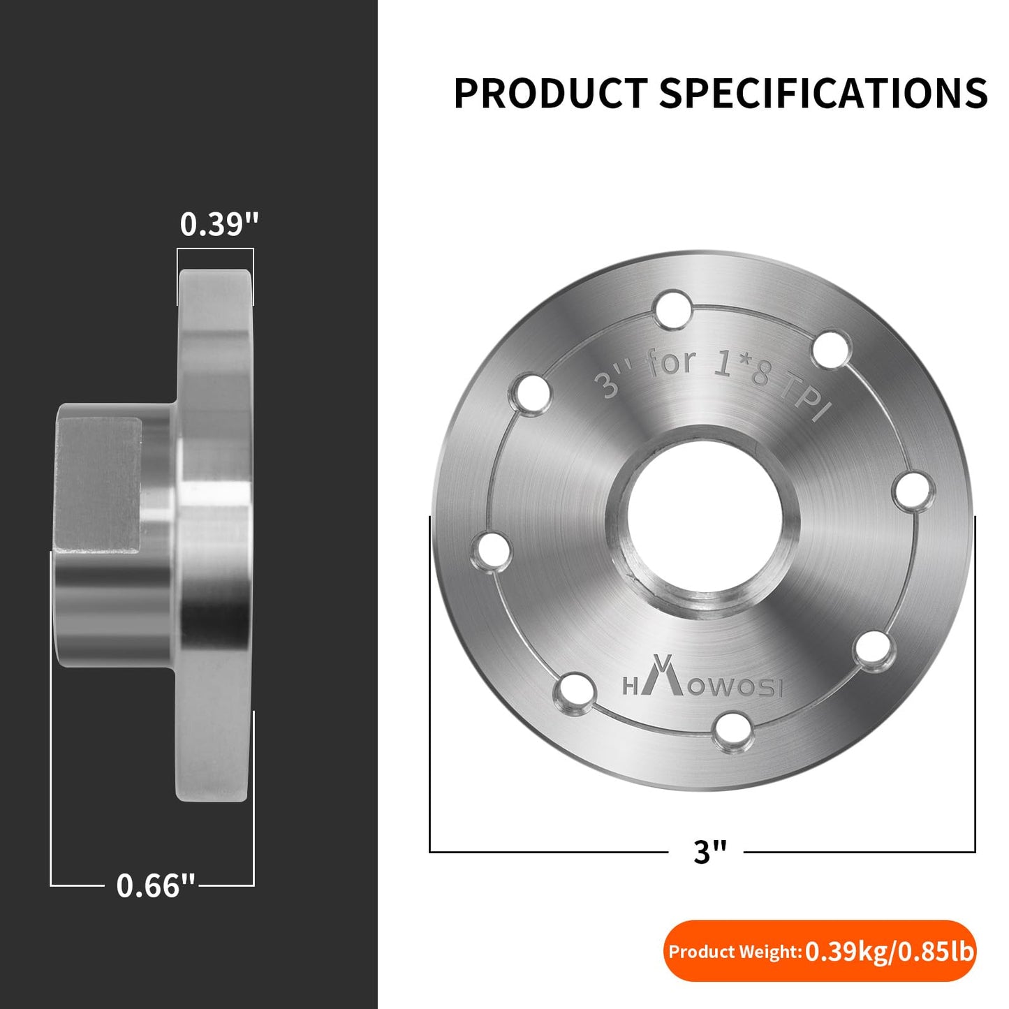 HAowosi 3" Steel Wood Lathe Faceplate,Faceplate for Wood Lathe,Lathe Face Plate Fit for 1" x 8TPI Spindle without Screwchuck