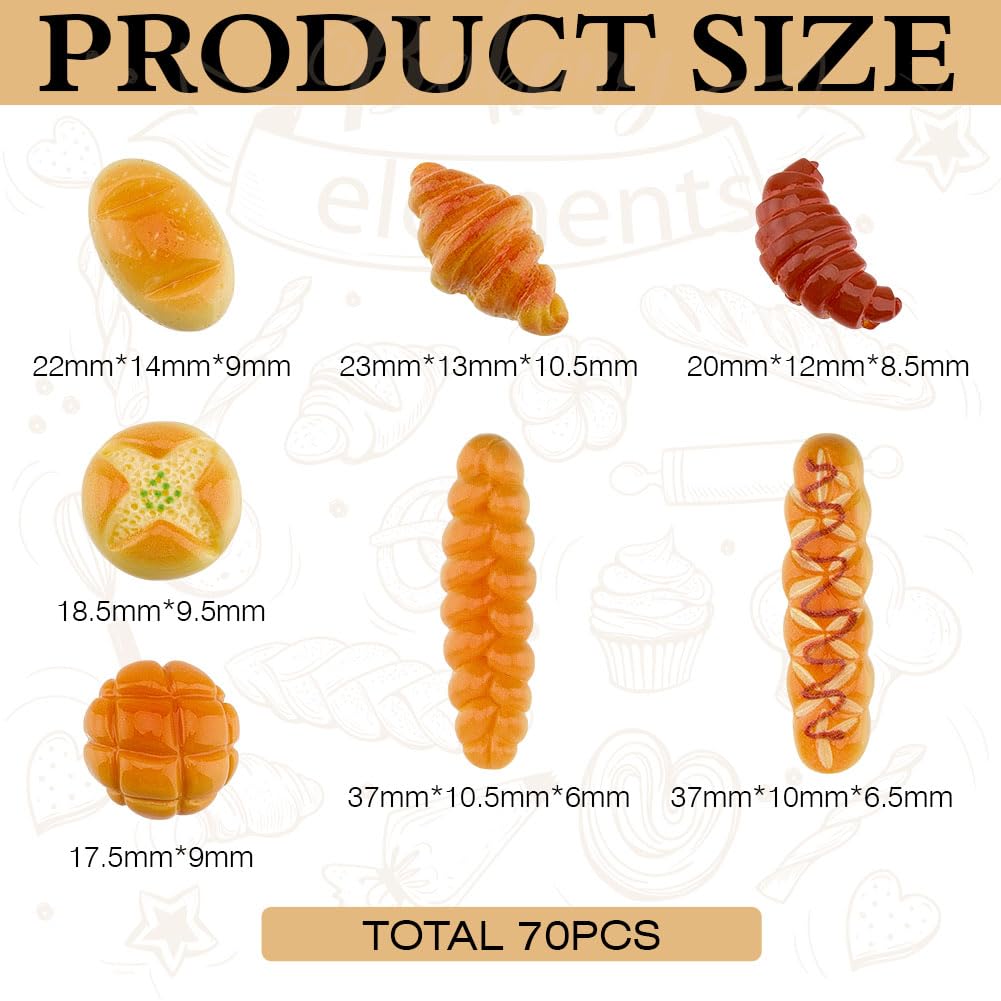 MAYJOYDIY 70Pcs Miniature Food Bread Dollhouse Bakery Bread Croissant Accessories Tiny Resin Things Mini Kitchen Micro Landscaping Decoration for DIY Craft Home Kitchen Garden Display Props