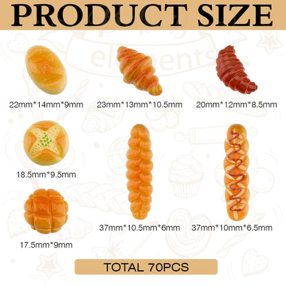 MAYJOYDIY 70Pcs Miniature Food Bread Dollhouse Bakery Bread Croissant Accessories Tiny Resin Things Mini Kitchen Micro Landscaping Decoration for DIY Craft Home Kitchen Garden Display Props
