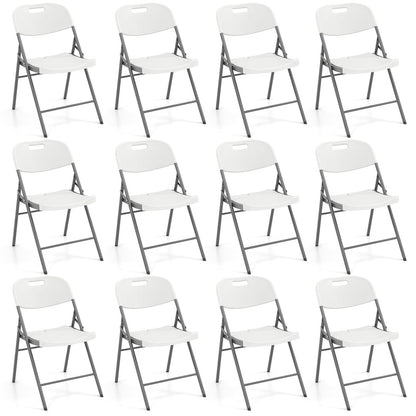 GOFLAME 12 Pack Folding Chairs, Heavy Duty Plastic Dining Chairs with Metal Frame, Portable Commercial Seats for Home Office, Indoor Outdoor Dining, Wedding, Party, Patio