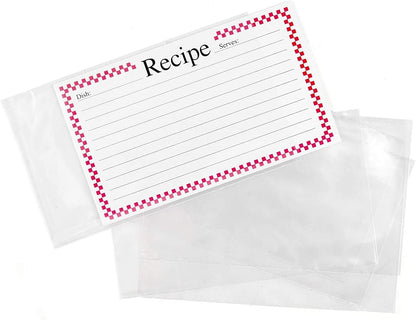 Clear Vinyl Recipe Protectors 3 x 5 Inch, 48 Sheets Recipe Refill Pages, Card Covers, Set of 48 (Cards Not Included)