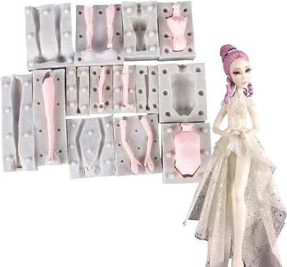7 Packs Dolls Body Leg Arm Model - Silicone Fondant Molds for DIY Cake Decorating Supplies